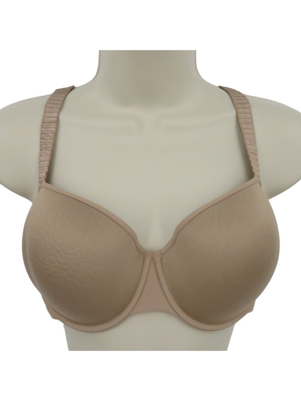 Third Love 36D Bra Solid Tan Beige Underwire Lined Pleated Straps Microfiber